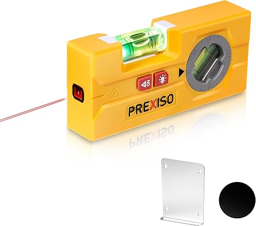 PREXISO Livella Laser 2 in 1, Livella Mini Torpedo con Luce LED, Livella Tascabile Magnetica Girevole & Livella Laser da 10 m per Appendere Quadri, Tracciare Pareti, Pittura e Decorazione della Casa - Honorern