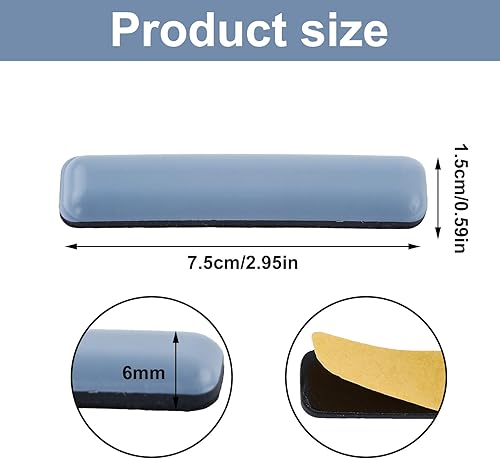 12 Pezzi Scivoli per Mobili, 75 x 15 mm Piedini per Mobili in Teflon, Autoadesivi Cursori di Mobili per Sedie, Tavoli, Divani e Letti - Honorern