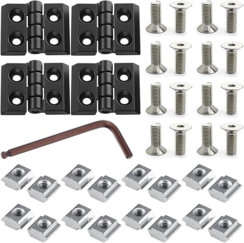 Cerniera Pieghevole in 4 Parti per Profilo in Alluminio 2020, Cerniera Flessibile in Lega di Zinco, incl. Tassello Scorrevole e Viti - Honorern