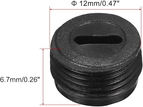 sourcing map Tappo per spazzola in carbonio per motore spazzola elettrica in plastica, filettatura nera, diametro 12 mm, altezza 6,7 mm, confezione da 2 - Honorern