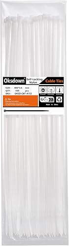 100 Pezzi 250mm x 3.6mm Bianco Nylon Fascette Plastica Bianche Fascette Elettricista per Gestione dei Cavi Elettrici Giardinaggio - Honorern