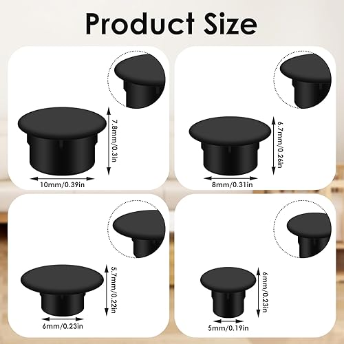 120 tappi di copertura per fori di perforazione, copertura per viti di colore nero, autoadesivo, per fori delle viti (5 mm/6 mm/8 mm/10 mm) (nero) - Honorern