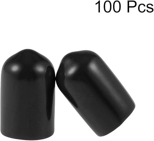 8mm Interno Dia Gomma Tubo Estremità Cappuccio, 100pz Vite Filo Protezione Copertura per Viti Bulloni, Nero - Honorern