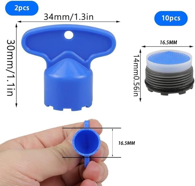 Aeratore per Rubinetto Confezione da 10 filtri per Rubinetto lavello Aeratore con 2 tasti per Aeratore Risparmio Idrico filtro Antispruzzo Aeratore per Rubinetto per Bagno Cucina (16.5mm) - Honorern