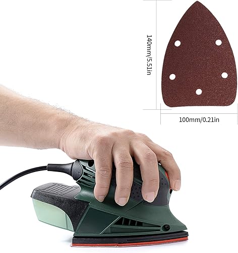 50 dischetti abrasivi a 5 fori, carta vetrata triangolare, grana 40/80/120/180/240 assortiti per levigatura, lucidatura, levigatrice orbitale casuale - Honorern