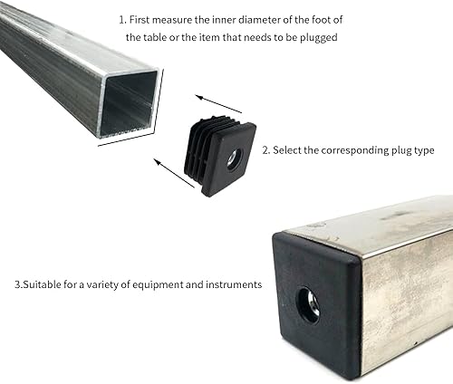 10 tappi terminali in plastica nera, 30 x 30 mm, dadi in plastica, tappi per tubi filettati M8, inserti per tubi quadrati, tappi per gambe di mobili, per tavoli, sedie, tappi per gambe di mobili - Honorern