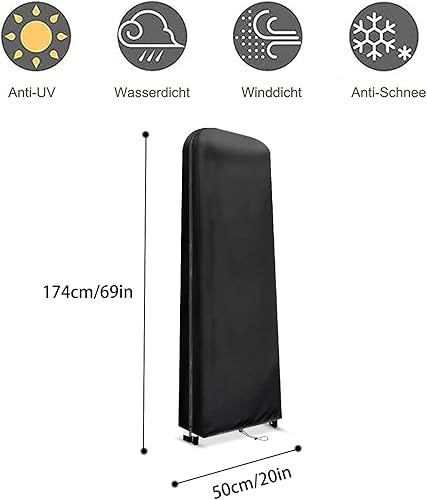 Copertura per scala pieghevole, custodia protettiva con cerniera, impermeabile, antipolvere, traspirante, per scale a pioli, tessuto Oxford 420D, antipolvere, anti-UV (50 x 174 x 6,5 cm, nero) - Honorern