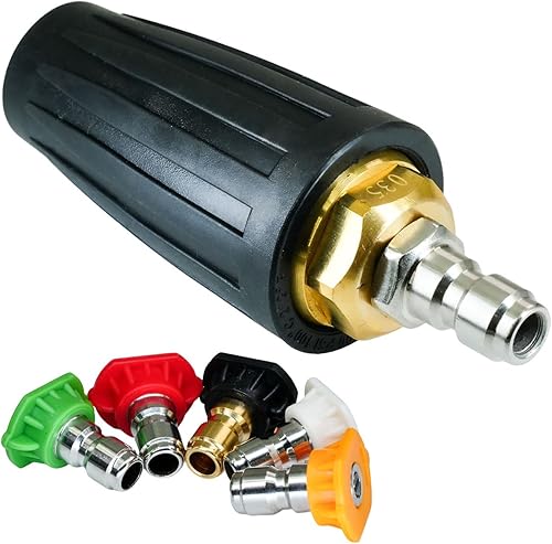 Selyse Ugello girevole per idropulitrice, set di 5 punte, attacco rapido da 1/4', 4000 PSI, ugello turbo rotante, apertura 3,5 - Honorern