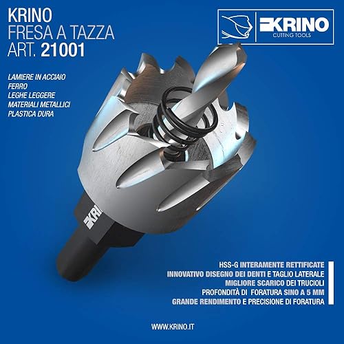 KRINO 2100102000 Fresa Perforatrice a Tazza in HSS-G, Acciaio, 20 mm - Honorern