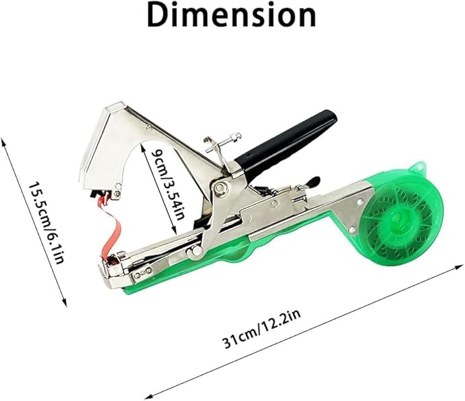Legatrice per piante, in rattan, strumento per legare le piante, nastro da giardino, con 11 rotoli di nastro e 1 scatola di graffette (verde) - Honorern