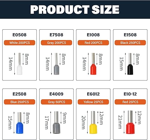 1200 Pezzi Puntalini Elettrici a Crimpare, Puntalini Elettrici Doppia, Puntalini a Crimpare, Terminali a Capicorda 0,5-10mm², Capicorda Elettrici per Cavi Elettrici - Honorern