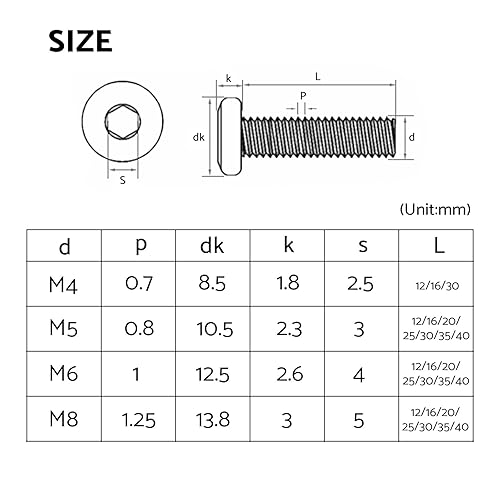 20 Pezzi Viti a Testa Piatta con Esagono Incassato M4x30 mm, Viti di Connessione per Mobili in Acciaio Inox A2 V2A,con Chiave Esagonale Inclusa - Honorern
