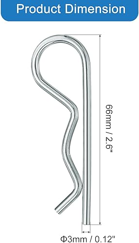 3mm x 66mm Spille a Forcina a Molla, Spille Traino Spina Fissaggio Clip a Forma R per Capelli in Acciaio Carbonio Tono Argento 20pz - Honorern