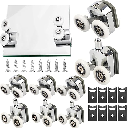 8pcs Rullo Della Porta Doccia, Impermeabile e Durevole,4 Set Rulli Per Porta, Box Doccia Diametro e' 23 mmm, Rulli per La Scorrevole Della(4 Rulli Superiori e 4 nferiori) - Honorern