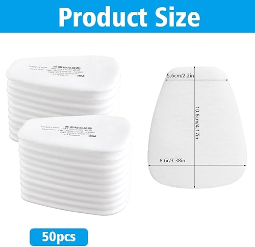 50 filtri respiratori 5N11CN filtro ovatta per maschera antipolvere 6000, 6200, 6800, 7502, FF402, 5N11CN filtro per particelle filtro in cotone - Honorern