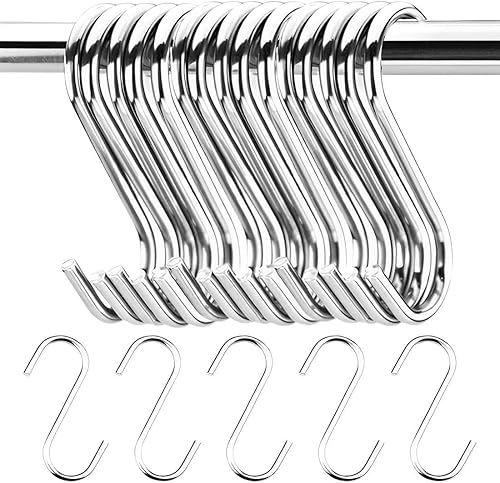 20 Pezzi Ganci a S Cucina in Acciaio Inox, in metallo resistente doppio gancio per appendere tazze, pentole e ciotole, Adatto per soggiorno, bagno, giardino - Honorern