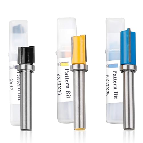 CPROSP 3Pcs Frese per Legno Gambo 8mm per Lavorazione del Legno, Top/Bottom Bearing Flush Trim Bit - Honorern