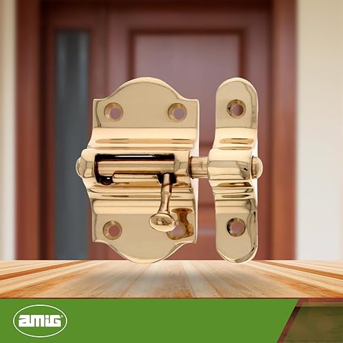 Amig - Catenaccio Porta - Modello 720 - Ottone - 30 mm - Include Viti - Ideale per Porte e Finestre - Finitura: Lucida - Honorern