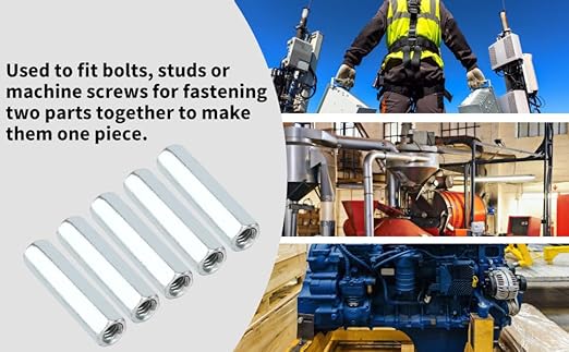 Connettore per Asta Filettata, 5 Pezzi M6 * 40 Dado per Asta Lunga Dado Di Accoppiamento con Manicotto Esagonale in Acciaio Carbonio Elementi Fissaggio Filettati per Bulloni Viti Prigioniere - Honorern