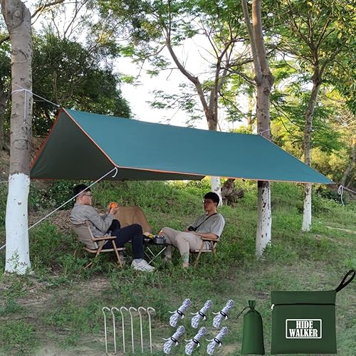 Ultralight Tarp Campeggio Impermeabile 3X3 3X4 3X5M Tendalino Spiaggia Parasole Multifunzionale Telo Frontale Tendalino Camper Telone con Occhielli (kaki, 3x4m) - Honorern