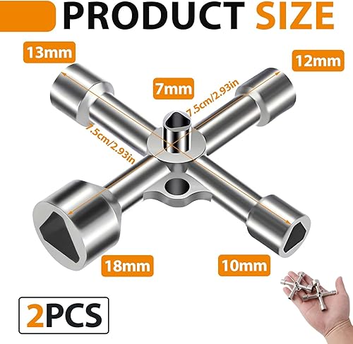 Chiave triangolare a 4 vie, 5 dimensione interna 7 mm/10 mm/12 mm/13 mm/18 mm per Elettricità, Acqua, Gas, Contatore, Armadietto, Chiave di Apertura - Honorern