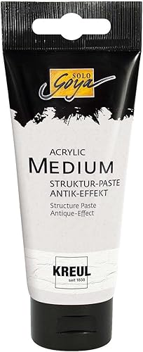 KREUL 85401 - Solo Goya Acrylic Medium, tubo da 100 ml, pasta strutturale granito argento, stucco pastoso, asciuga seta opaca e coprente - Honorern