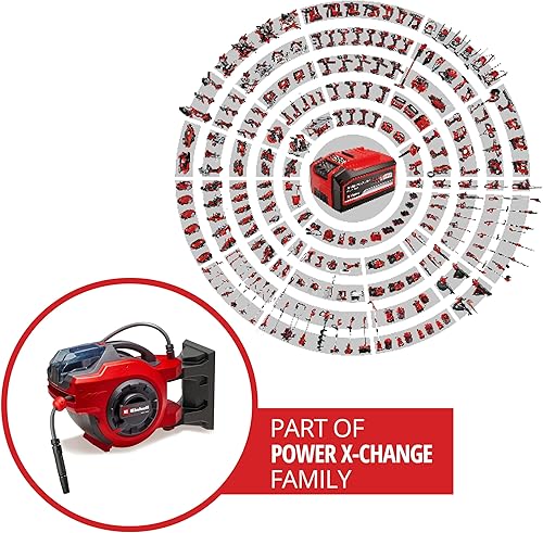 Einhell tamburo avvolgitubo a batteria GE-HR 18/30 Li-Solo (18 V, avvolgitubo automatico, orientabile fino a 180°, supporto a parete, tubo e irroratore, manichetta da 30 m, senza batteria) - Honorern