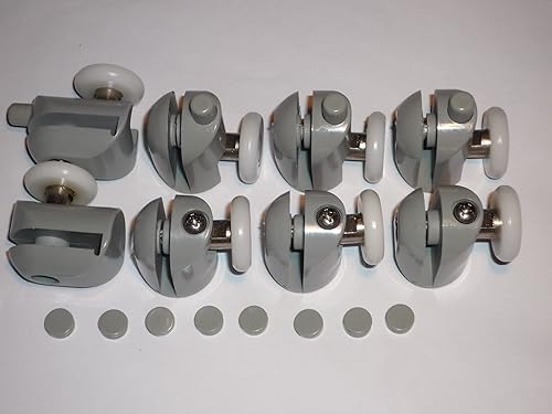 Set di 8 rulli porta doccia 4 superiori e 4 inferiori con tappi 23mm - Honorern