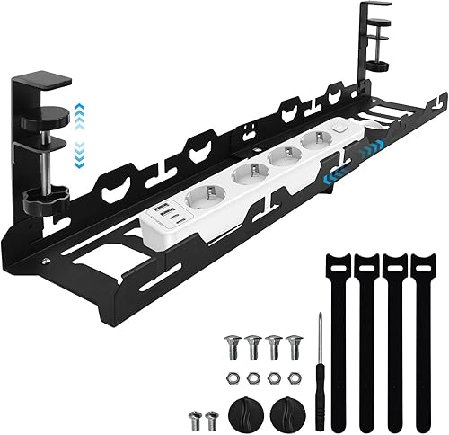 YTACREA Portacavi Sotto Scrivania, 40-74cm Retractable Vassoio per la Gestione dei Cavi Sotto la Scrivania Senza Foratura, Nascondi Cavi Scrivania, Organizer Cavi Scrivania - Honorern