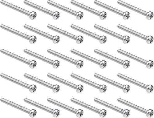 M2.5 Piatta Phillips Croce Testa Vite x 30pz 304 Inossidabile Acciaio Fissaggi Bulloni per Precisione e Industriale Macchine, [25mm Lunghezza, Argento Tono] - Honorern