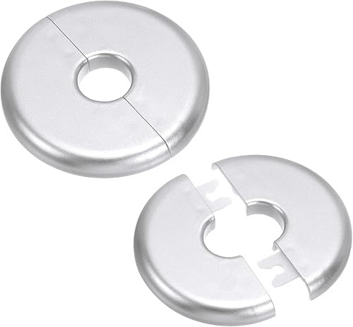 PATIKIL Flangia Separazione a Parete 0.65' (16.5mm), 2Pz Piastra Protezione Autoadesiva Rotonda in Abs, Fibbie per Tubo Dell'Acqua, per Cucina, Bagno, Rubinetto, Decorazione, Argento - Honorern