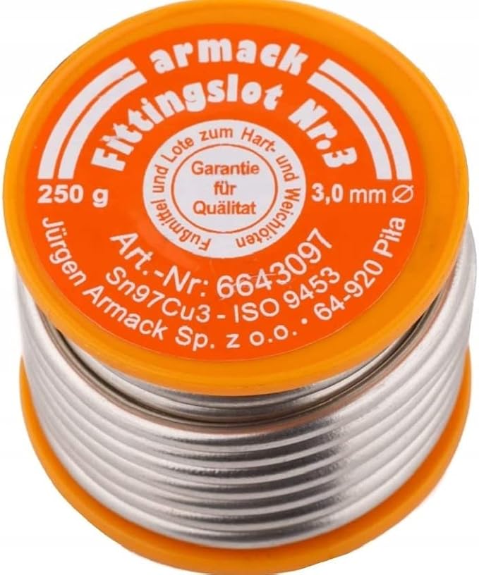 Raccordi Lot N. 3 (97%, 3% stagno rame) 250 G Rotolo Ø = 3,0 mm (senza piombo), groß, Orange, 1 - Honorern