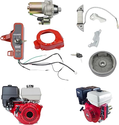 Kit di avviamento elettrico motore+bobina- Gx200 6.5Cv Gx160 5.5Cv-motore di avviamento con elettrovalvolo-inerzia e corona per convertire Motori Avviamento Manuale Elettrico - Honorern