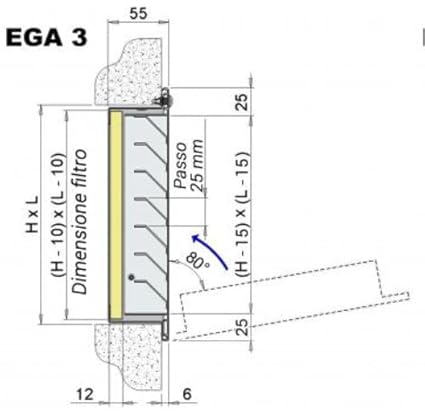 Griglia di Ripresa in Alluminio Passo 25 mm con Filtro Canalizzazione Condizionamento Colore Bianco (800 x 300) - Honorern