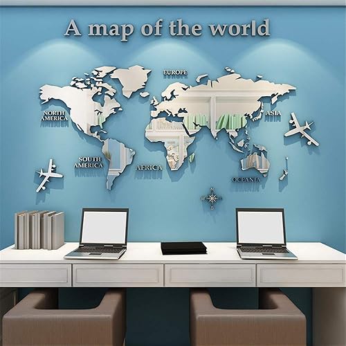 3D Mappa Del Mondo Wall Sticker Adesivi Adatto Per Adesivi Murali Parete Sfondo Divano Soggiorno Ufficio Mappa Del Mondo Wall Sticker Home Decor - Honorern
