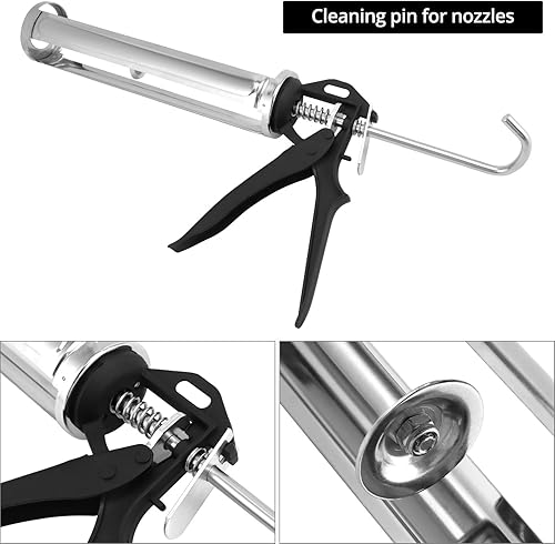 Pistola per Silicone, Pistola Silicone con 360° Telaio Girevole, per 310 ml Adesivi, Sigillanti, Silicone - Honorern