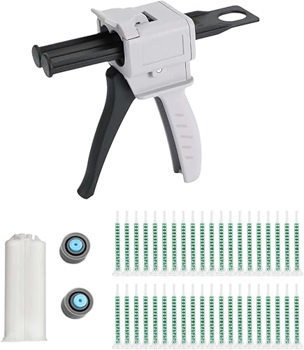 Set di Pistola per Colla, Pistola per colla epossidica da 50 ml AB 1:1, Pistole per Silicone per DIY siringa di miscelazione da 83 mm, 50 pezzi, 50 ml-1:1, leggera, flessibile, resistente - Honorern