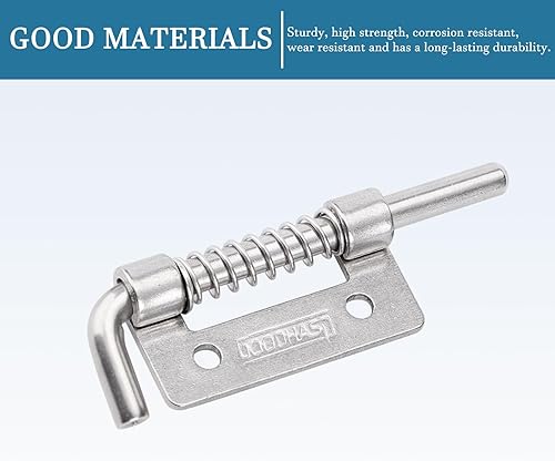 QUARKZMAN 2' Molla Caricata Latch Perno x 2pz 304 Inossidabile Acciaio Porta Bullone Blocco Sinistra per Equipaggiamento E Gabbia E Rimessa Cancello, [Tono argento ] - Honorern