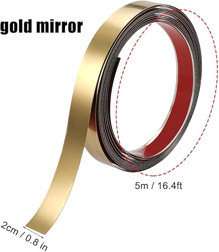 20 mm x 5 m Modanatura Adesiva Oro, Boiserie Adesiva per Pareti, Modanature Decorative Autoadesive in Acciaio Inox, Striscia Decorativa Autoadesiva, Modanatura per Soffitti, Pavimenti, Pareti Cucina - Honorern