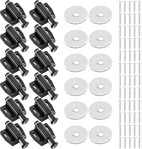 12 apriscatole magnetiche, apriporta a pressione, chiusura magnetica, chiusura magnetica, porta dell'armadio, per ufficio, cassettiera, porta dell'armadio (nero) - Honorern
