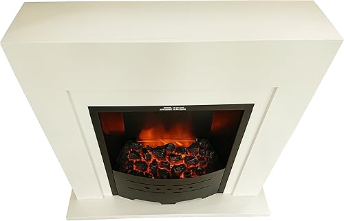 Camino elettrico Bianco - 70x25x47cm - caminetto elettrico con Fiamma LED 1500W, Controllo Automatico di Temperatura - Honorern