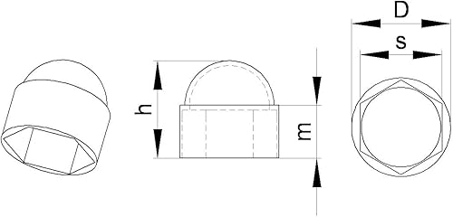 100 pezzi - Cappucci copri-dado M10, chiave di 17 mm, plastica Grigia - FAH317-L - Honorern