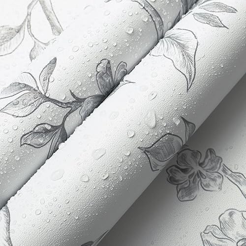 Yomshi Carta da parati autoadesiva bianca, motivo floreale con uccellini, 41 x 500 cm, in vinile di plastica spessa con retro adesivo, rimovibile per pareti del soggiorno e della camera da letto - Honorern