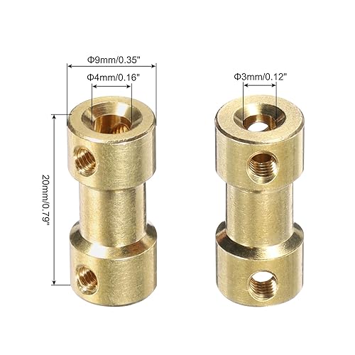 4pz 3mm a 4mm Accoppiatore Albero in Ottone con Viti e Chiave Esagonale Accoppiatore Flessibile per Albero Motore Modelli RC Auto Aereo Ruote Pneumatici Albero - Honorern