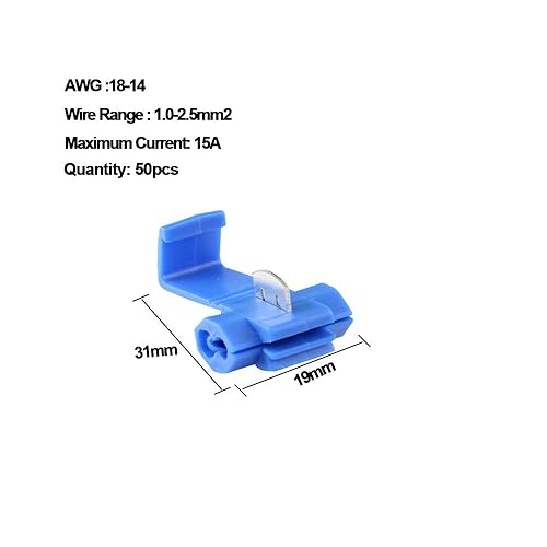 50Pcs Rapida Giunzione Cavi Connettori, Terminali Crimpare Isolati, Capicorda Elettrici Connettori Rapidi, Connettore Derivazione, Rubacorrente (Blu) - Honorern