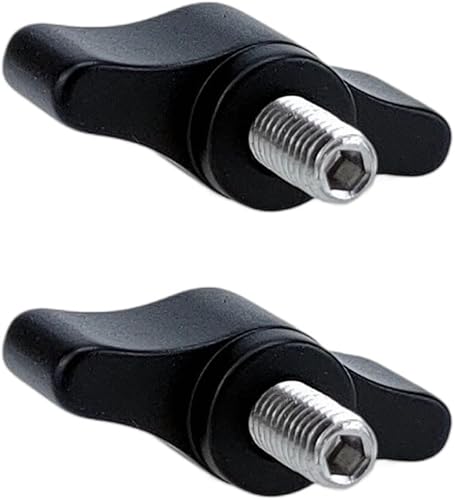 2 viti per pollice, filettatura da 1/4', vite per pollice regolabile, vite in acciaio inox con pomello in alluminio nero (modello C) - Honorern