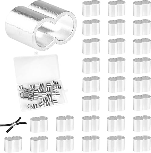 30 morsetti per corda, 8 mm, in alluminio, con scatola di immagazzinaggio, doppio manicotto, morsetti a pressione per corda in gomma, corda di espansione, corda per teloni (8 mm) - Honorern