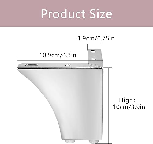 4 Piedini per Mobili Da 10cm, Piedini In Metallo Moderni, Piedini Triangolari Ricambio, Gambe per Mobili Triangolari In Argento, Ricambio Fai Da Te per Armadietto, Divano, Sedia, Tavolino Con Viti - Honorern