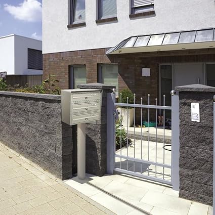 ALUBOX SLIM Cassette Postali Condominiali 3 Posti 37,8X39X30 Cm In Lamiera Zincata E Alluminio Cassetta Postale Da Esterno Condominiale Con Sistema Anti Prelievo (ARGENTO) - Honorern