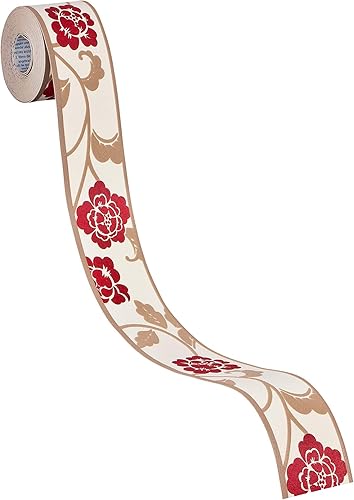 282019 - Bordo autoadesivo da parete, colore: Marrone/Beige/Rosso - Honorern